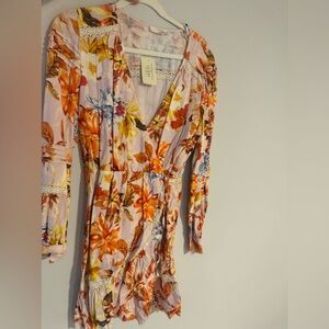Guess Linen Blend Floral Dress